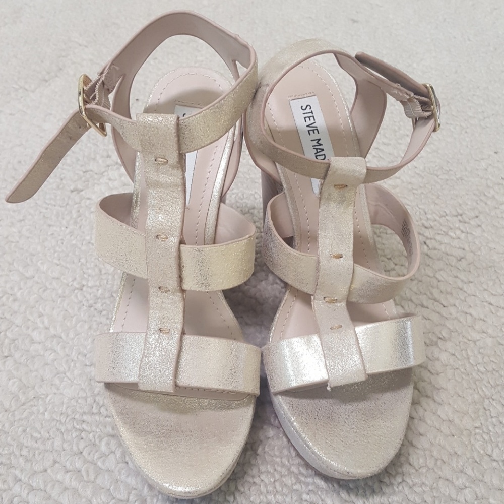 Steve Madden Gold Strappy Wedges